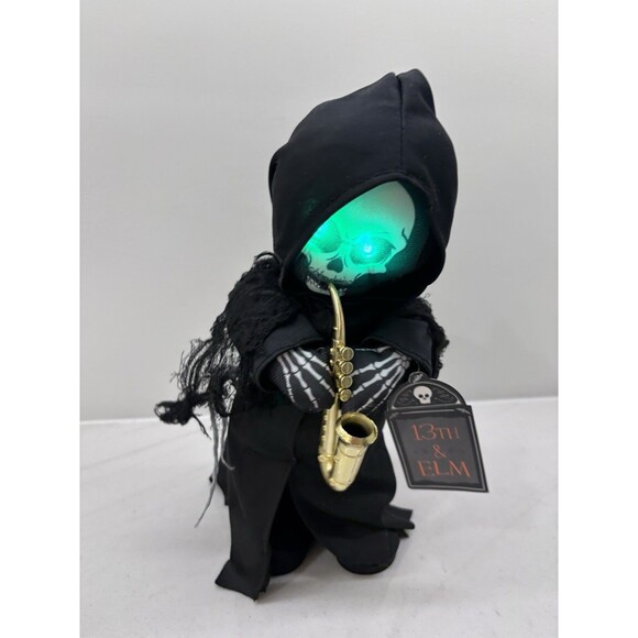 Gemmy Halloween Grim Reaper Saxophone “WHO CAN IT BE” Animated Singing Dancing - Picture 1 of 9